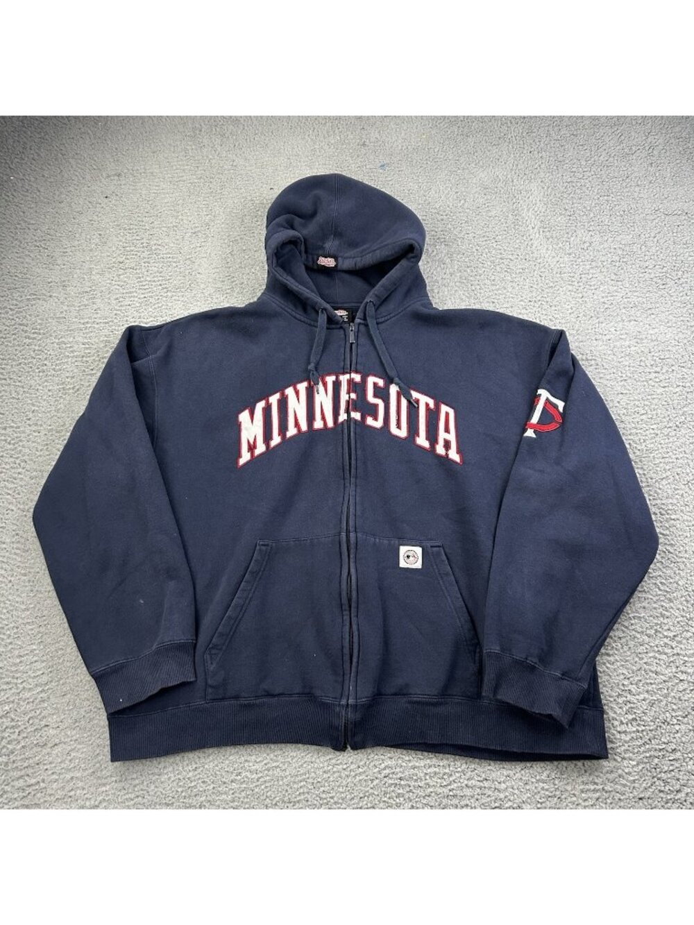Minnesota Twins Stitches Hoodie Sweatshirt MLB Size 2XL Navy Full Zip Baseball